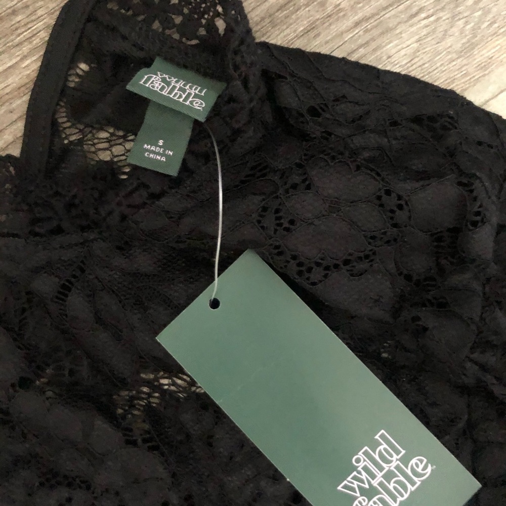 Wild Fable Black Lace Dressy Mock Neck Top